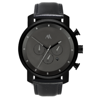 Minimalist chronograph with black leather strap