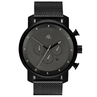 Minimalistischer Chronograph mit schwarzen Lederband